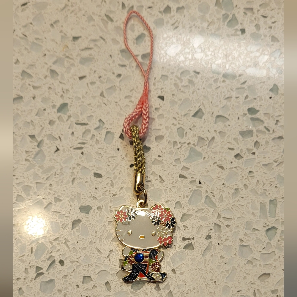 Vintage Sanrio Hello Kitty Japan Kyoto Limited Maiko Sapphire Cellphone Charm